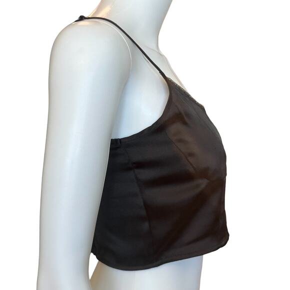 New ~ HOUSE OF HARLOW ~ Satin Rhinestone Neckline Crop Top Size M - Picture 2 of 5